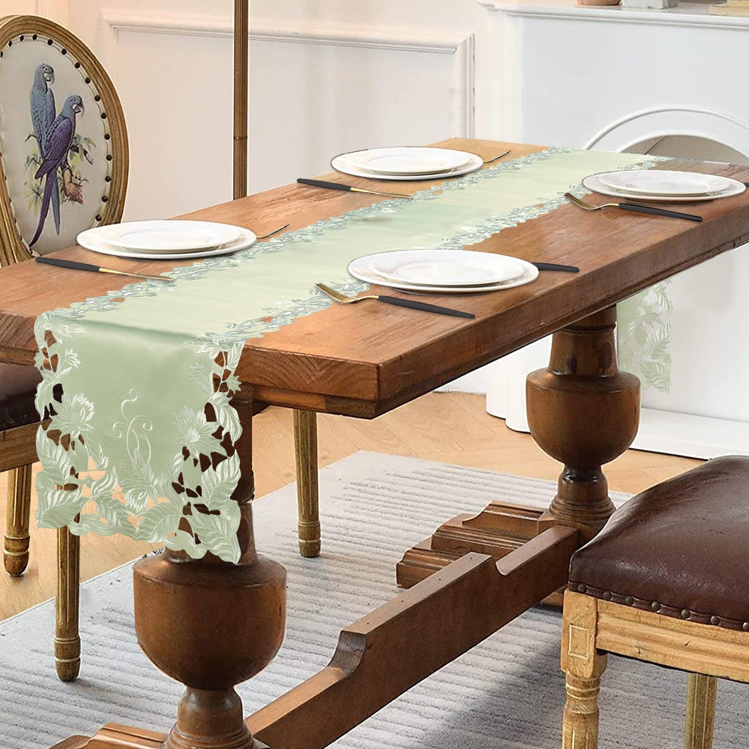 Light Green Table Runner - Daulton Collection - Decozen