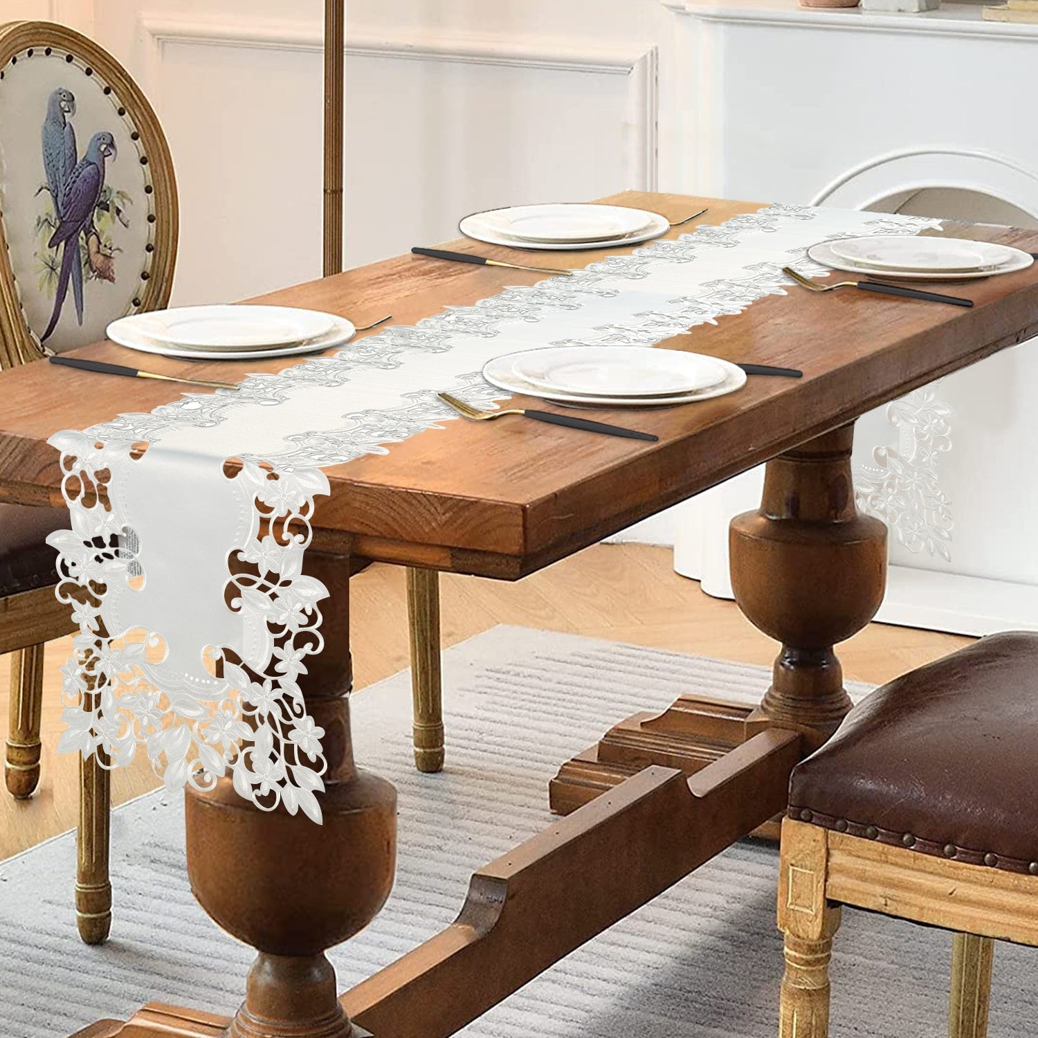 White Table Runner - Darvin Collection