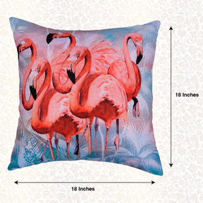 Flamingo Printed Throw Pillow Cover - Set of 4, 18 x 18 Inches - Decozen