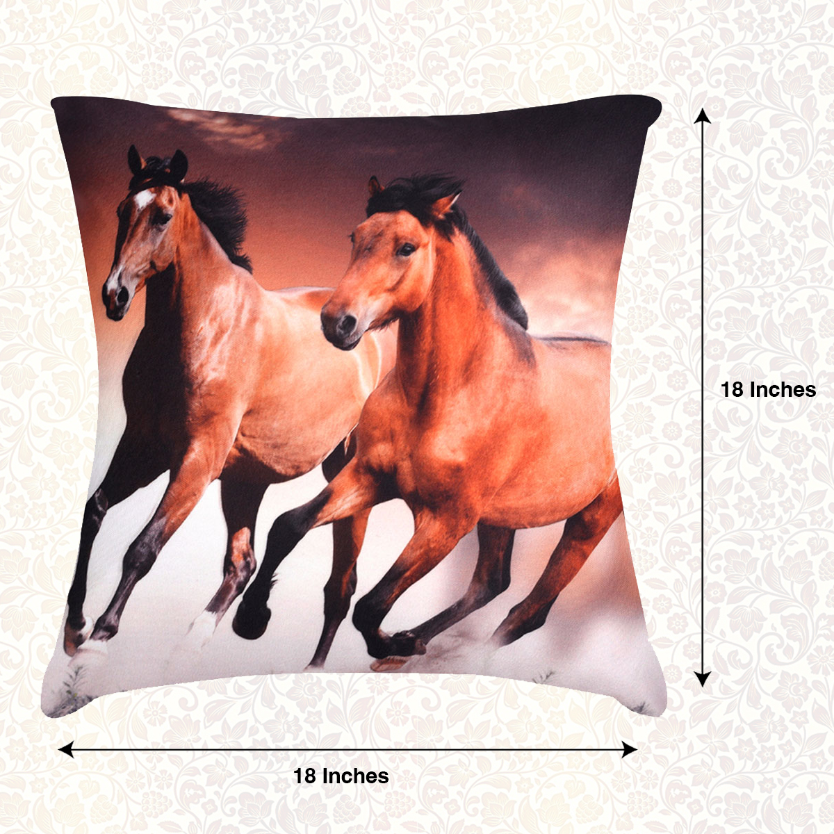 Horse Printed Throw Pillow Cover - Set of 4, 18 x 18 Inches - Decozen