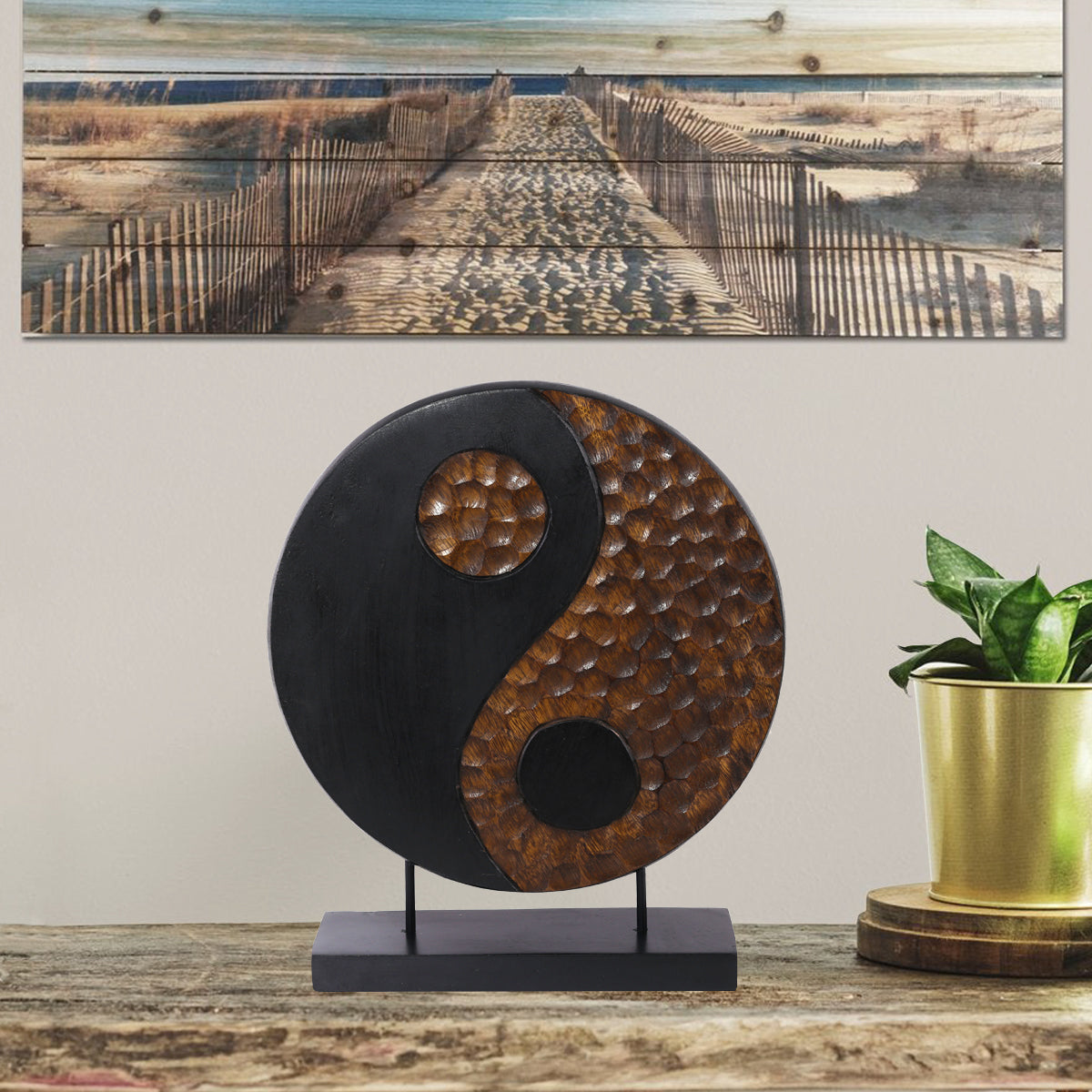 Yin Yang Handmade Wooden Sculpture - Decozen