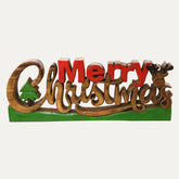 Merry Christmas Handmade Wooden Sculpture - Decozen