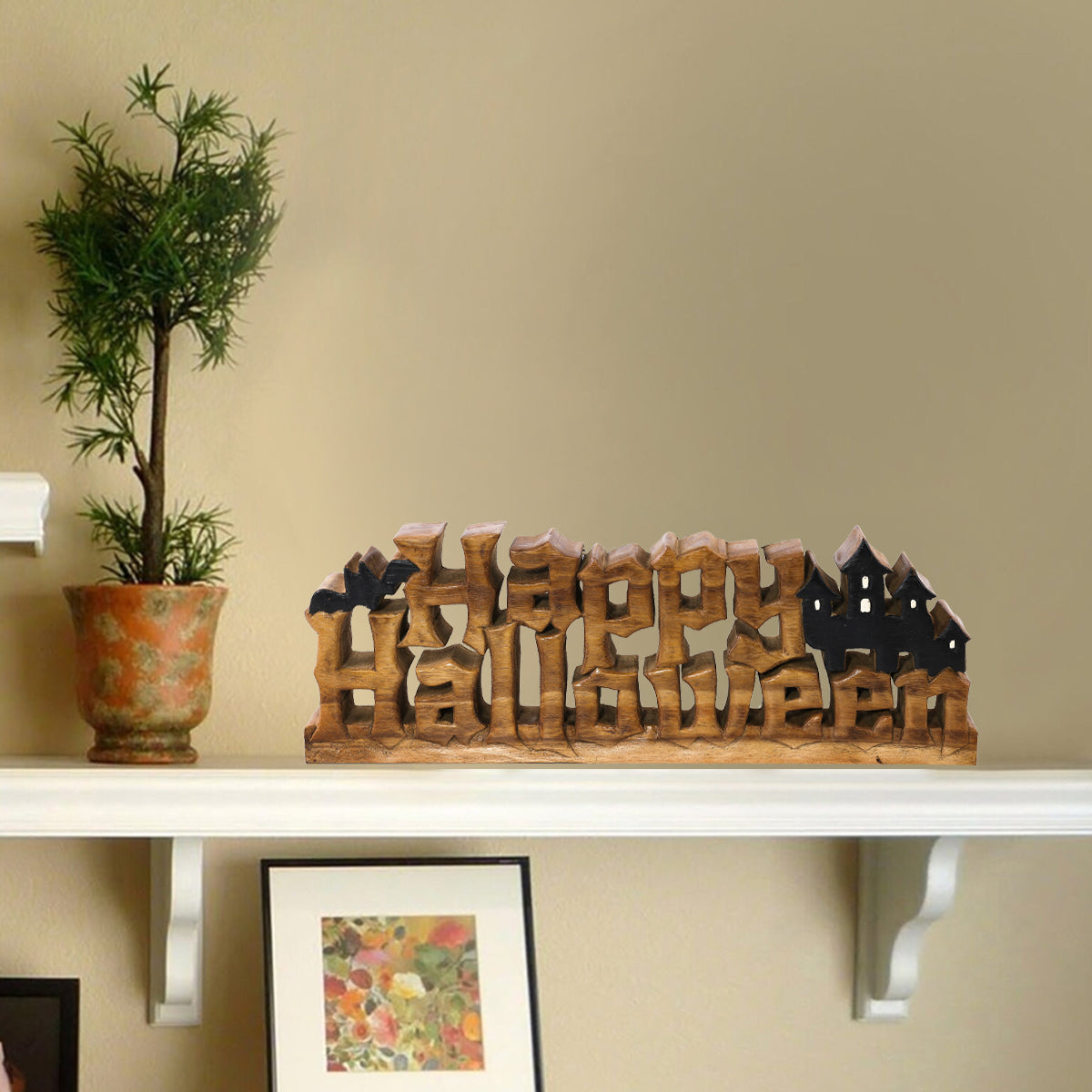 Happy Halloween Handmade Wooden Sculpture - Decozen