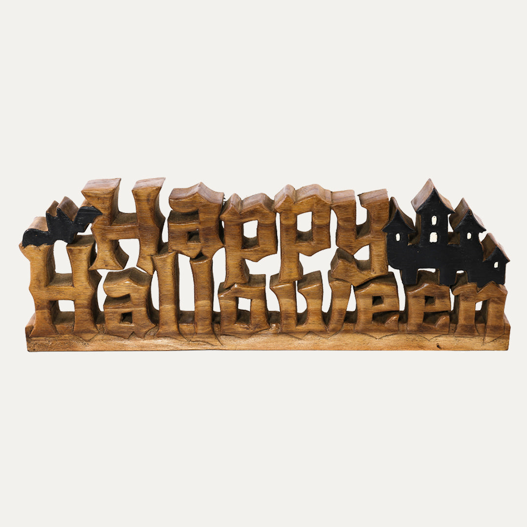 Happy Halloween Handmade Wooden Sculpture - Decozen