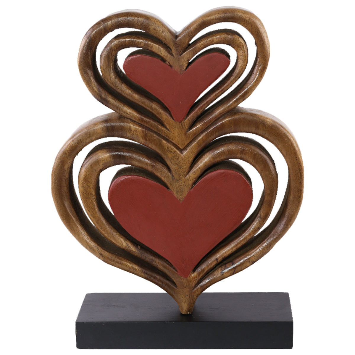 Twin Hearts Handmade Wooden Sculpture - Decozen
