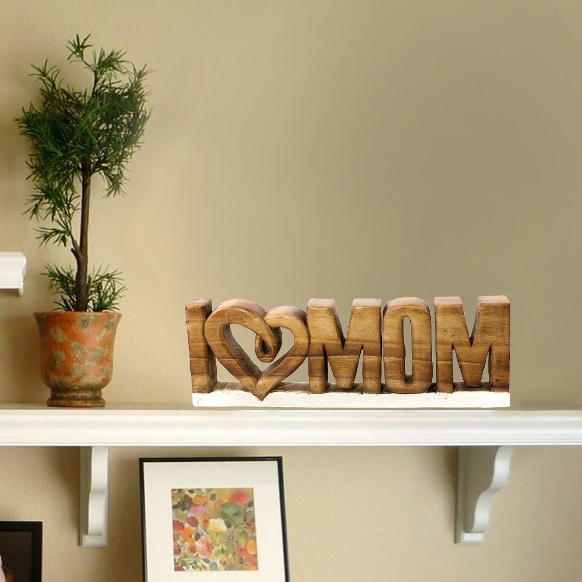 I Love Mom Handmade Wooden Sculpture - Decozen