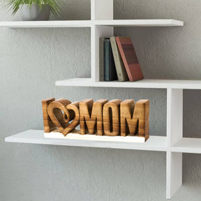 I Love Mom Handmade Wooden Sculpture - Decozen