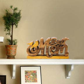 Best Mom Handmade Wooden Sculpture - Decozen