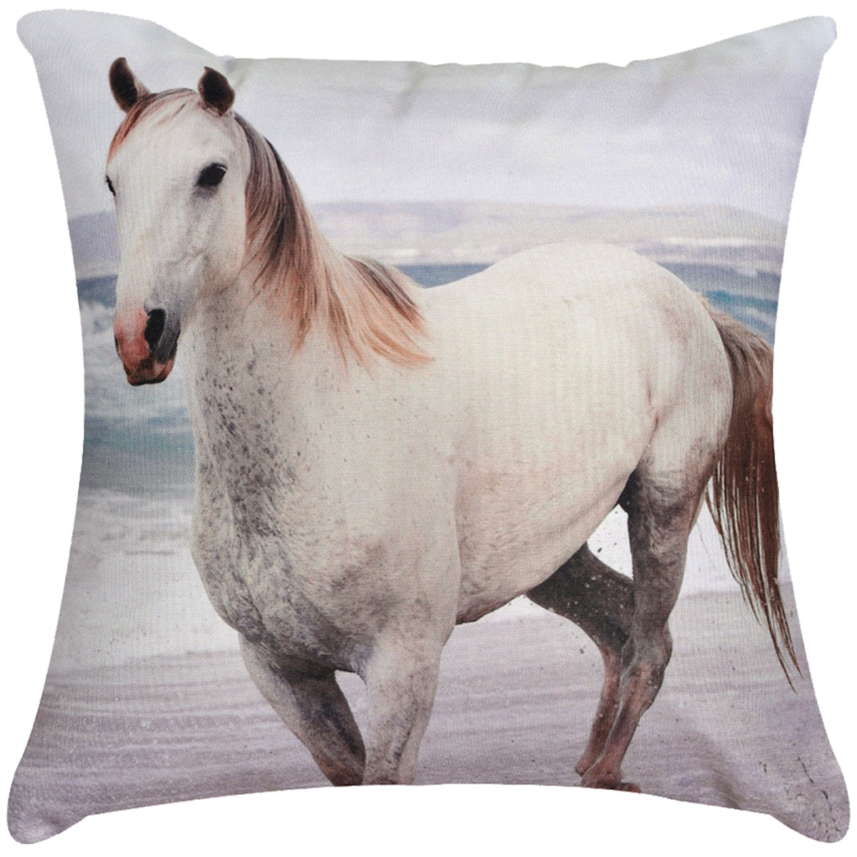 Horse Printed Throw Pillow Cover - Set of 4, 18 x 18 Inches - Decozen