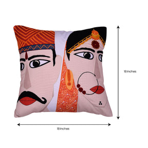 Man and Woman Printed Design Throw Pillow Covers - Set of 2 and 4, 18 x 18 Inches - Decozen