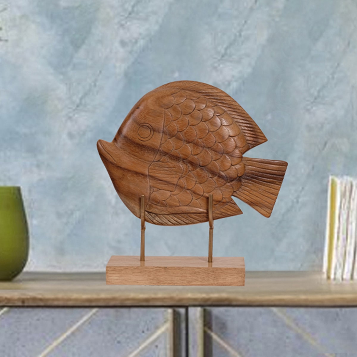 Lucky Fish Handmade Wooden Sculpture - Decozen