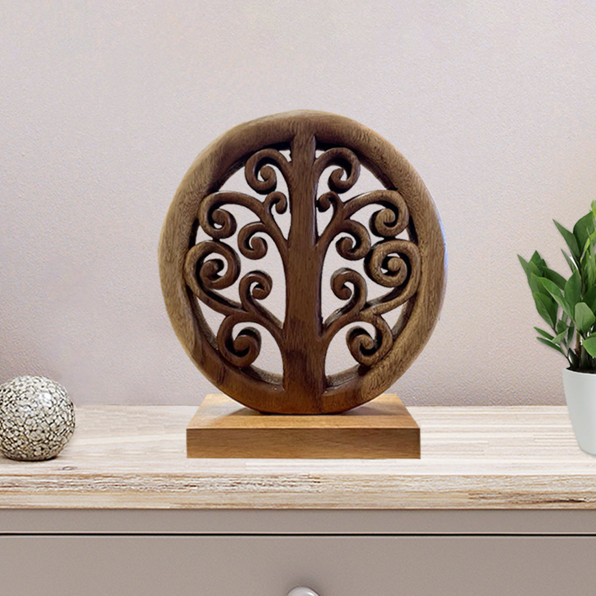 Maloy Tree of Life Wooden Sculpture - Medium - Decozen