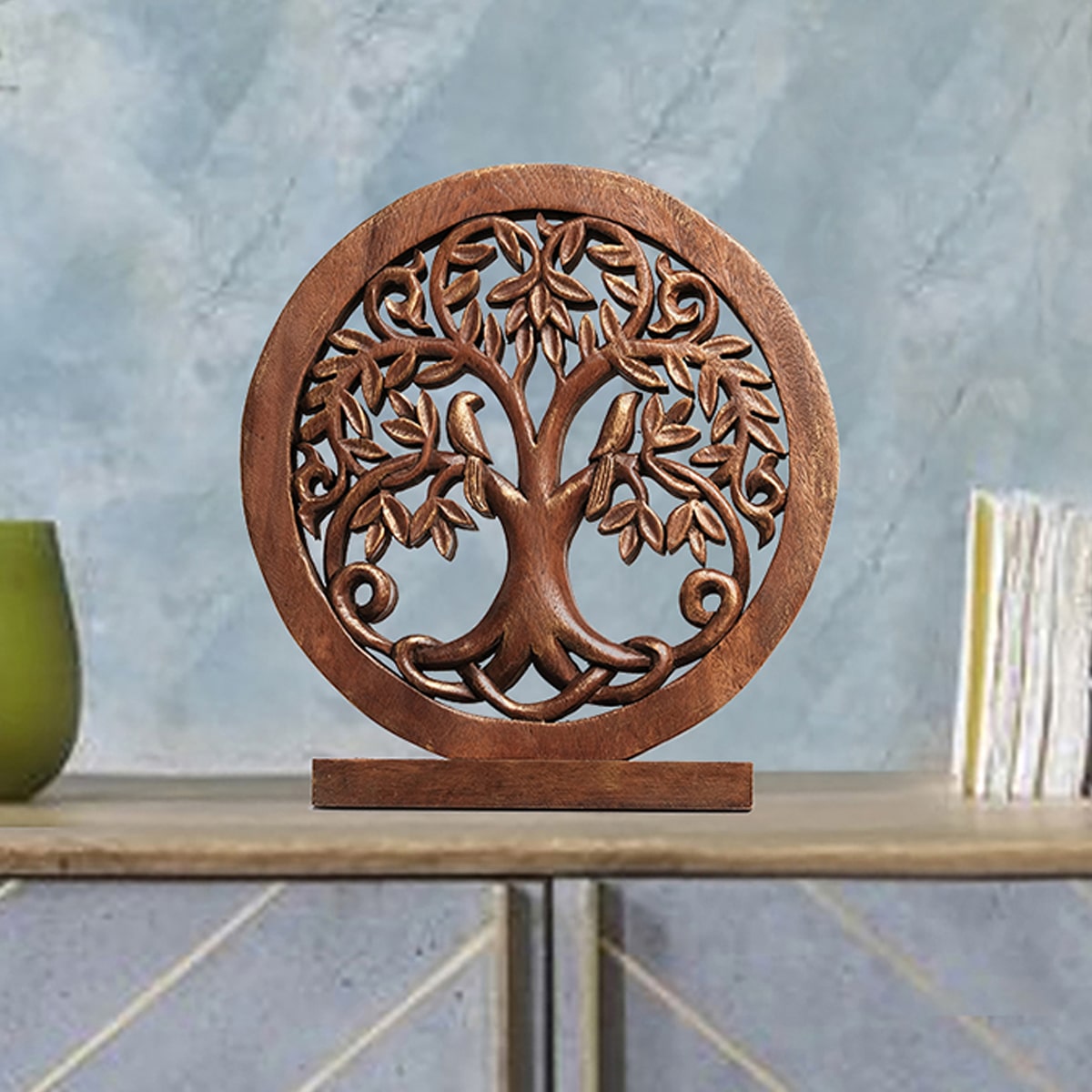 Decozen Home Decor Handmade Wooden Sculpture in Tree of Life Acacia Wood 