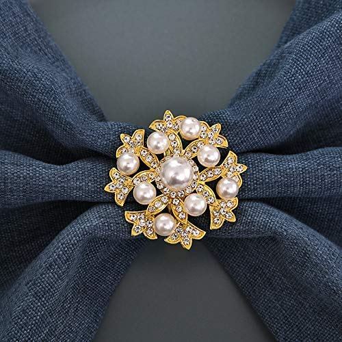 Napkin Rings in Gold Floral Pearl Design - Decozen