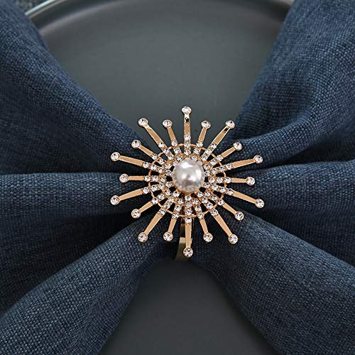 Napkin Rings in Gold Floral Pearl Design - Decozen