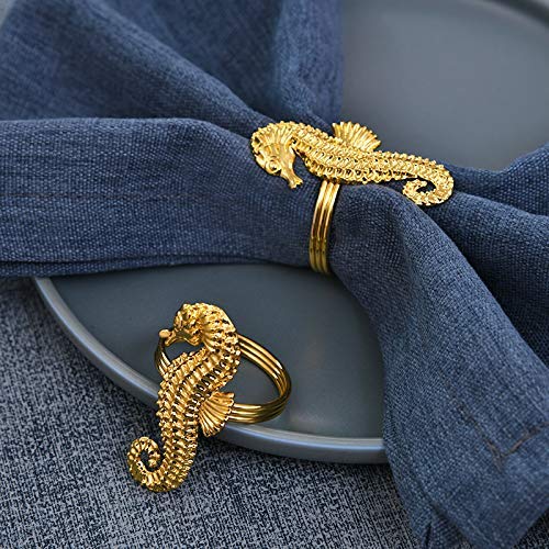 Napkin Rings in Gold Sea Horse Design - Decozen