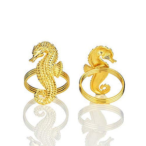 Napkin Rings in Gold Sea Horse Design - Decozen