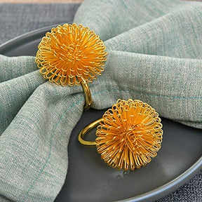Napkin Rings in Gold Floral Design - Decozen