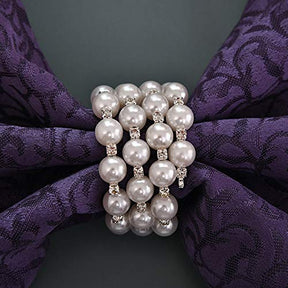 Napkin Rings in Silver Pearl Crystal Design - Decozen