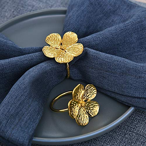 Napkin Rings in Gold Flower Design - Decozen