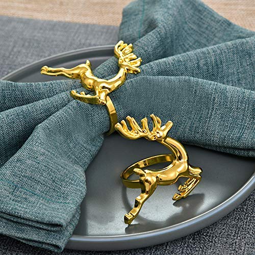 Napkin Rings in Gold Reindeer Design - Decozen