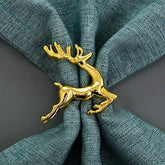 Napkin Rings in Gold Reindeer Design - Decozen