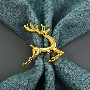 Napkin Rings in Gold Reindeer Design - Decozen