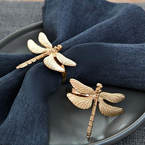 Napkin Rings in Gold Dragon Fly Design - Decozen