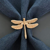 Napkin Rings in Gold Dragon Fly Design - Decozen