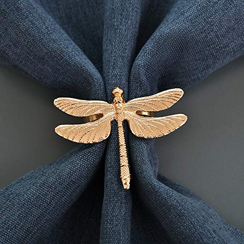 Napkin Rings in Gold Dragon Fly Design - Decozen