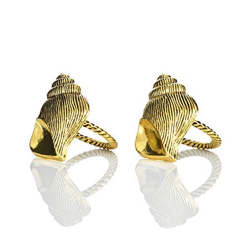 Napkin Rings in Gold Sea Shell Design - Decozen